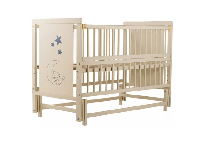 Ліжко Babyroom Ведмедик M-02 маятник, відкидний бік бук білий ,  | Babyshopping