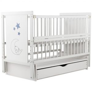 Ліжко Babyroom Ведмедик M-03 маятник, ящик, відкидний бік бук білий фото, картинки | Babyshopping