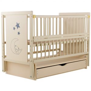 Ліжко Babyroom Ведмедик M-03 маятник, ящик, відкидний бік бук слонова кістка фото, картинки | Babyshopping