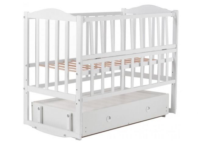 Ліжко BabyRoom Зайченя ZL-301 маятник поздовжнього хитання, ящик, відкидний бік білий ,  | Babyshopping