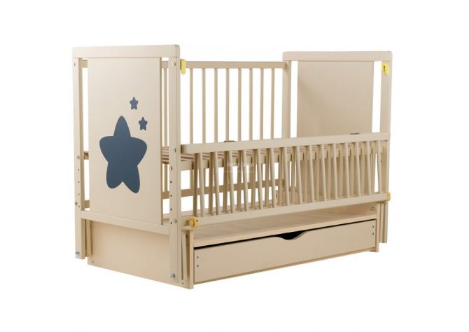 Ліжко Babyroom Зірочка Z-03 маятник, ящик, відкидний бік бук слонова кістка ,  | Babyshopping